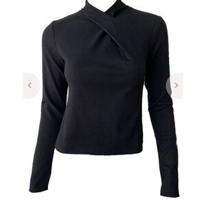 Vince Draped Twist Neck Black Long Sleeve T NWT Size Large